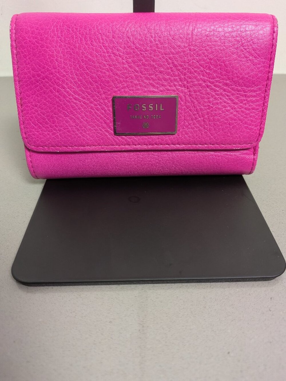 Pink Leather Fossil Trifold Wallet Womens